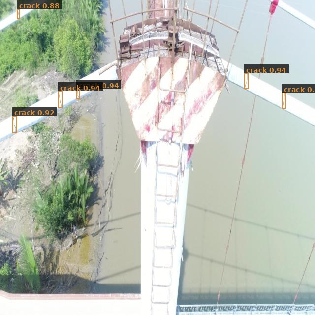 Civil / Bridges defect detection, real output from a 40-label VisorVolt model