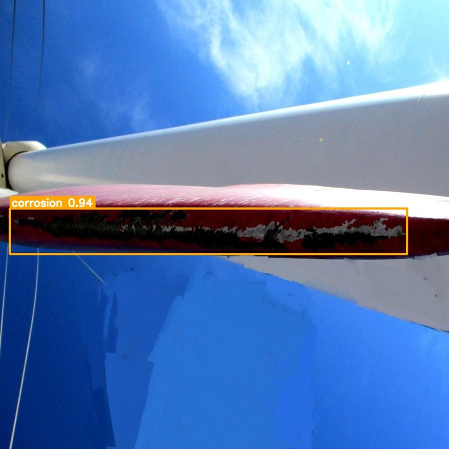 Blade corrosion detected on a wind turbine